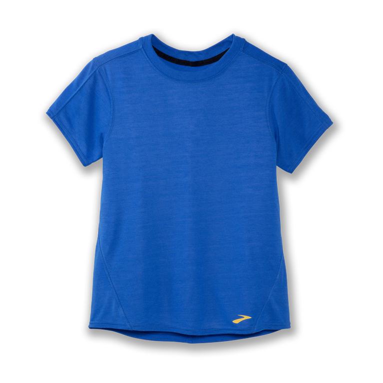 Brooks Distance Short Sleeve Running Shirt - Women's - Blue Bolt (71346-TKHM)